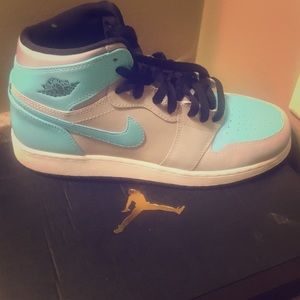 Air Force ones jordans blue and grey